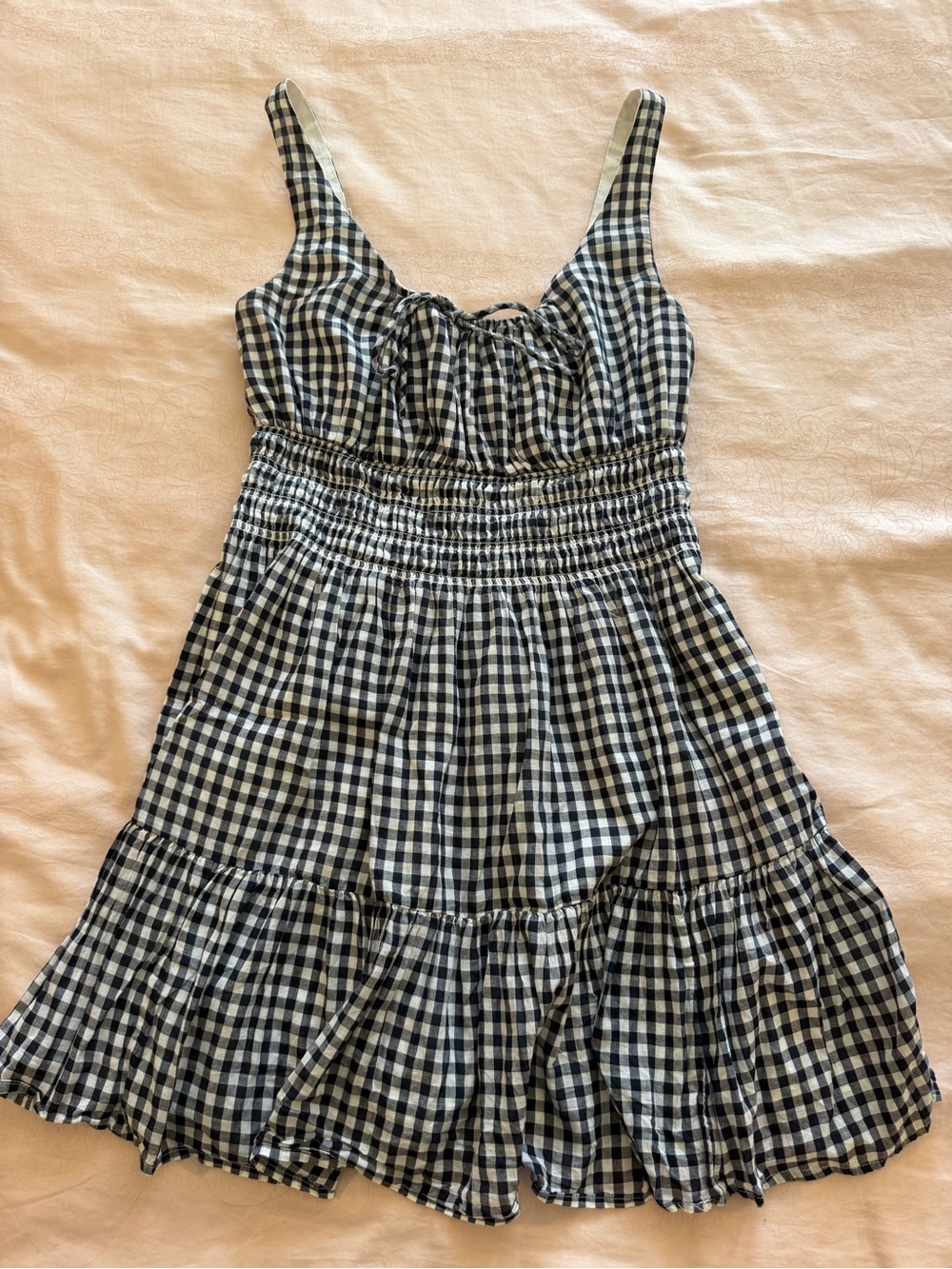 Abercrombie & Fitch Black and White Gingham Smocked Sundress